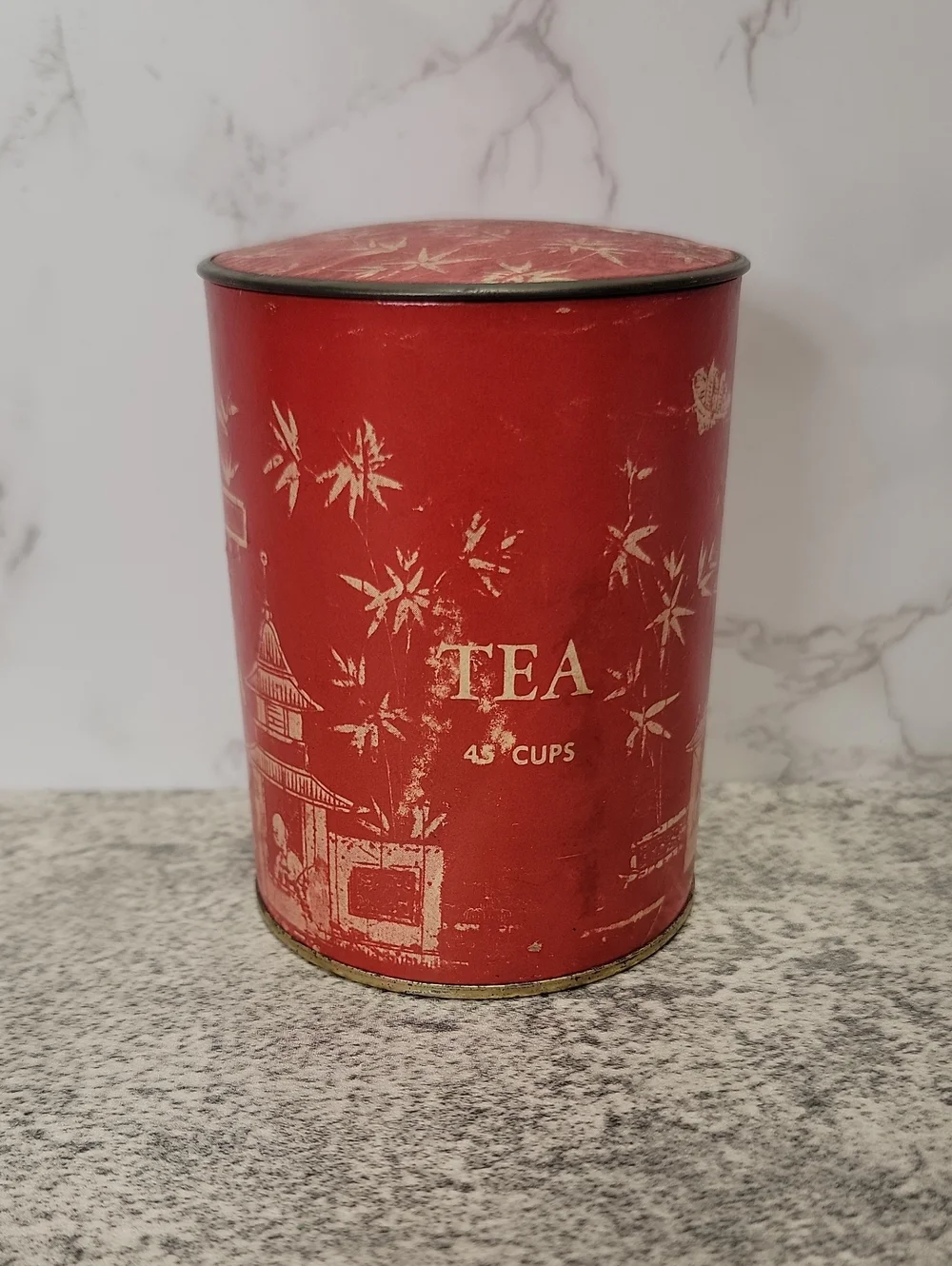 Super Rare Vintage Constant Comment Red Tea Container with Pagoda Art
